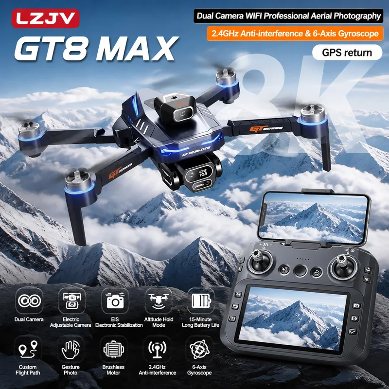 Drone Kit With Camera - GT8 Max Foldable Drone 8K HD